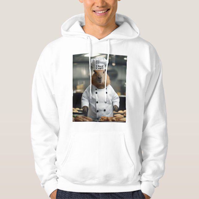 Funny Chef Capybara, Mens Hoodie (Front)