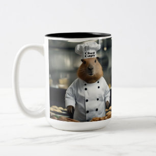 Funny Chef Capybara, Two-Tone Coffee Mug