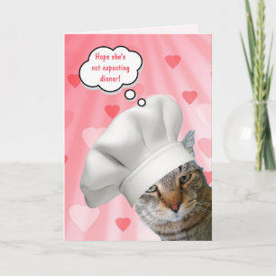 Funny Chef Cat Valentine's Day Holiday Card