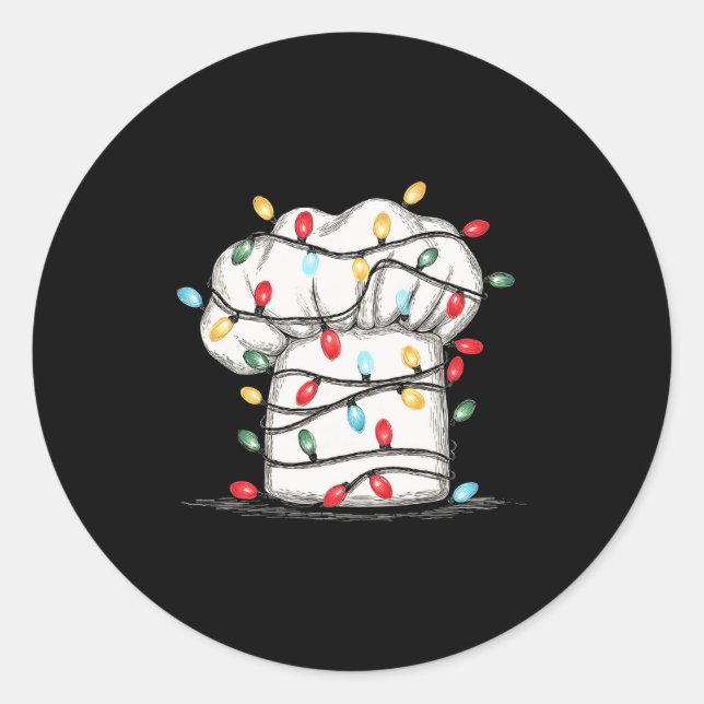 Funny Chef Christmas Graphics Lights Lover Cook Co Classic Round Sticker (Front)