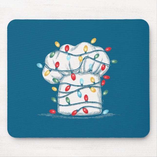 Funny Chef Christmas Graphics Lights Lover Cook Co Mouse Mat (Front)