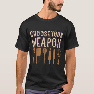 Funny Chef Head Chef Baker Choose Your Weapon Men T-Shirt