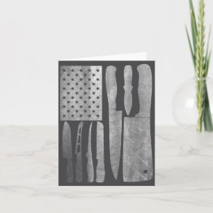 Funny Chef Knife American Flag Design For Men Wome Card