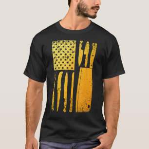 Funny Chef Knife American Flag Design For Men Wome T-Shirt