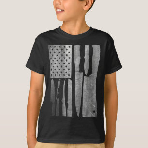 Funny Chef Knife American Flag Design For Men Wome T-Shirt