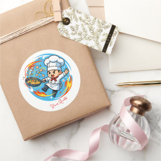 Funny Chef Mascot Classic Round Sticker