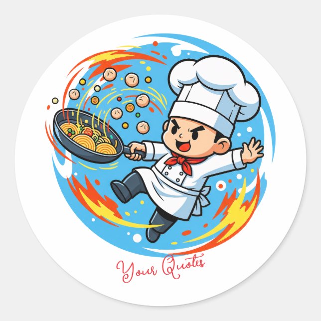 Funny Chef Mascot Classic Round Sticker (Front)
