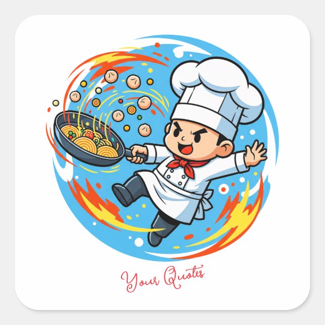 Funny Chef Mascot Square Sticker (Front)