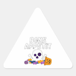 Funny Chef Pun Bone Appetit Halloween Candy Triangle Sticker