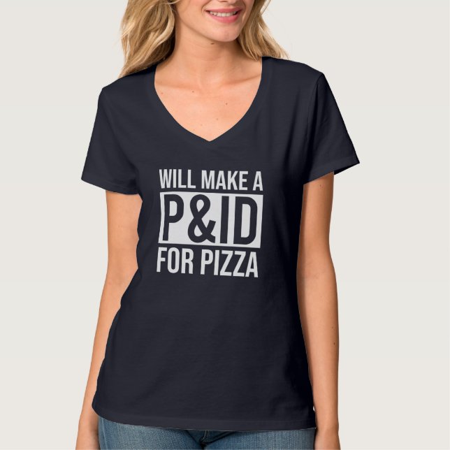 Funny Chemical Engineer Pizza P&ID T-Shirt (Front)