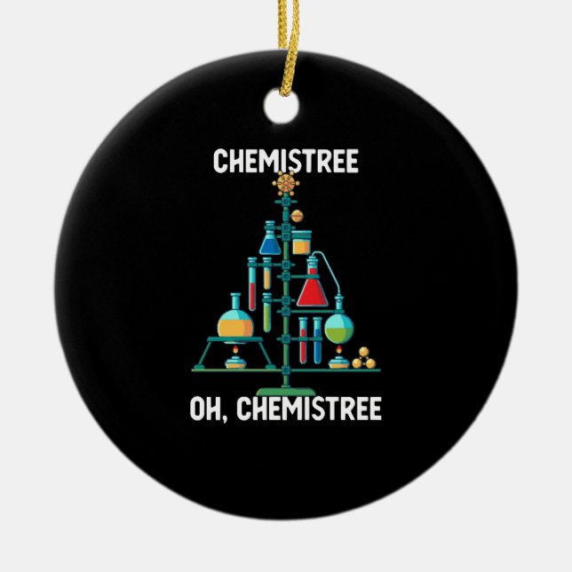 Funny Chemist Chemistry Christmas Tree Ceramic Tree Decoration (Front)