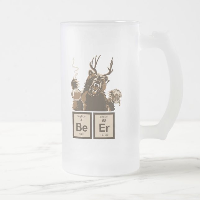 Funny chemistry bear discovered beer frosted glass beer mug (Right)