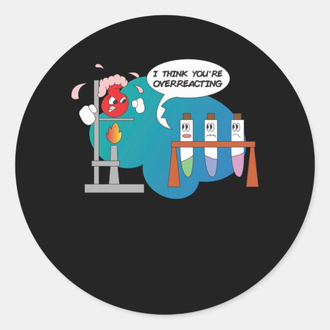 Funny Chemistry Comic Chemical Reaction Classic Round Sticker (Front)