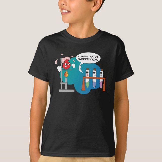 Funny Chemistry Comic Chemical Reaction T-Shirt (Front)
