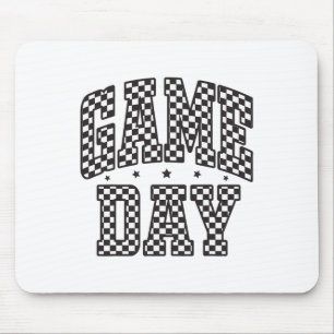 Funny Chequered Game Day Footll Black White Gift W Mouse Mat