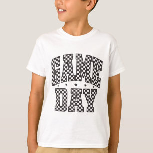 Funny Chequered Game Day Footll Black White Gift W T-Shirt