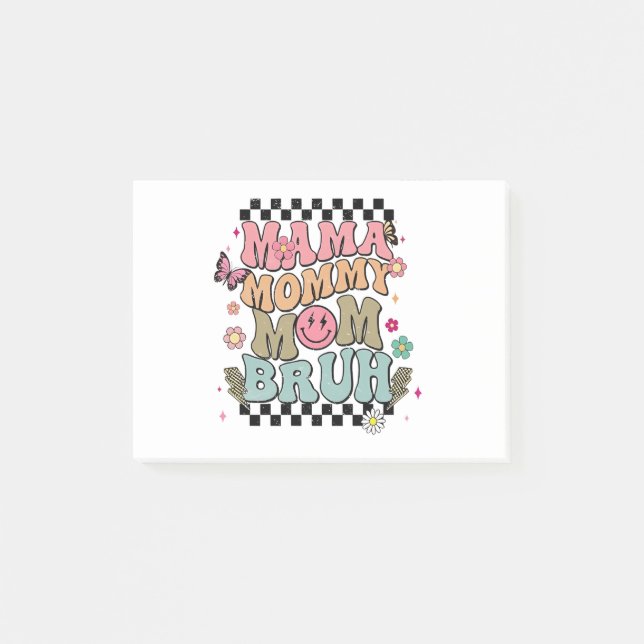 Funny Chequered Mama Flowers Mother’s Day Cute Mum Post-it Notes (Front)