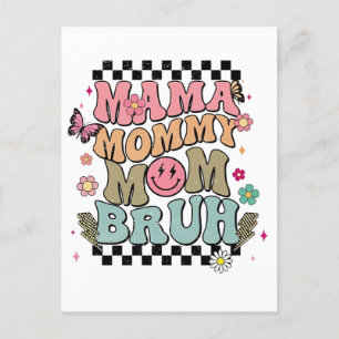 Funny Chequered Mama Flowers Mother’s Day Cute Mum Postcard