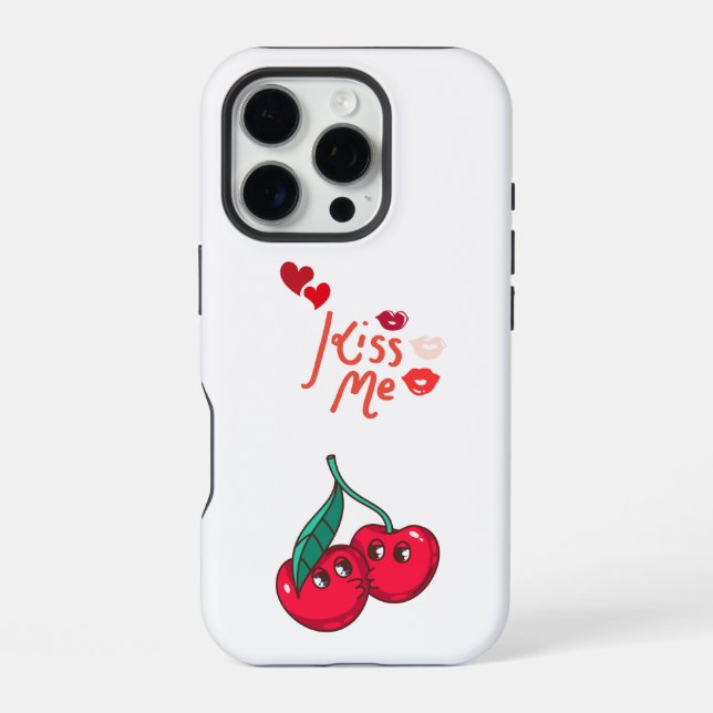 Funny Cherries in Love. iPhone Case (Back)