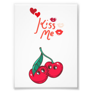 Funny cherries in Love. Photo Print