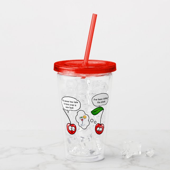 Funny Cherry Joke Cartoon Acrylic Tumbler (Back Ice)