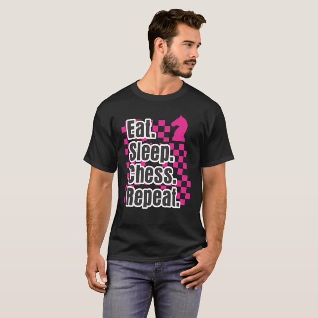 Funny Chess Design  Eat Sleep Play Chess Repeat T-Shirt (Front Full)