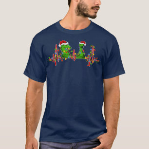 Funny Chess Game Lover Xmas Lights Heartbeat Chess T-Shirt