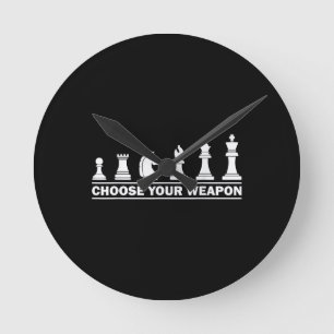 Funny Chess Gift for Chess Lover Kids Boys Girls C Round Clock