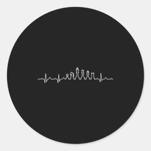 Funny Chess Heartbeat Checkers Board Game Tourname Classic Round Sticker