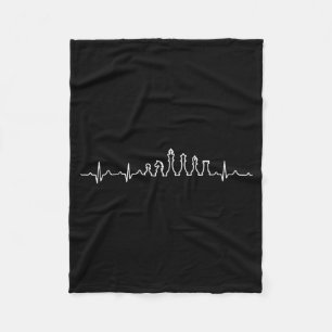 Funny Chess Heartbeat Checkers Board Game Tourname Fleece Blanket