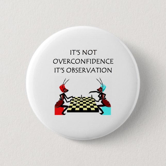 funny chess joke 6 cm round badge (Front)