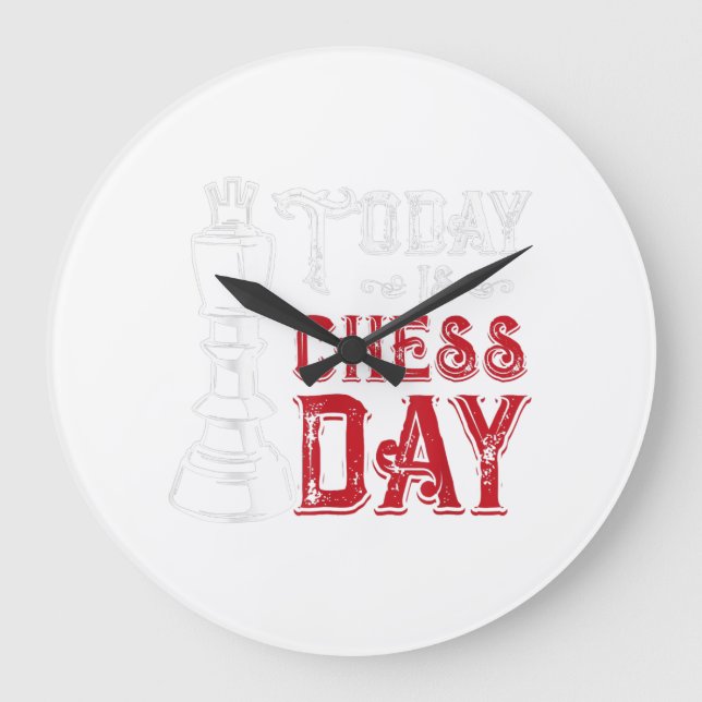 Funny Chess King Castling Design Large Clock (Front)