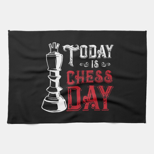 Funny Chess King Castling Design Tea Towel (Horizontal)