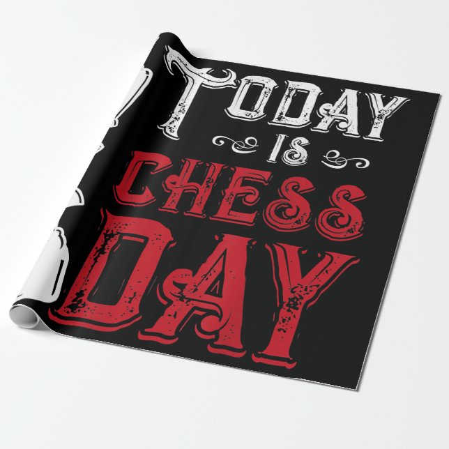 Funny Chess King Castling Design Wrapping Paper (Unrolled)