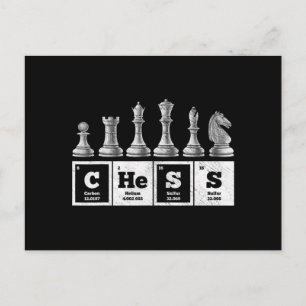 funny chess player geek periodic system chemistry announcement postcard