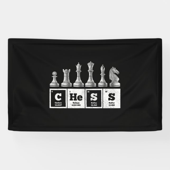 funny chess player geek periodic system chemistry banner (Horizontal)