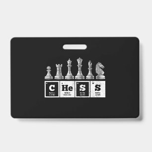 funny chess player geek periodic system chemistry ID badge