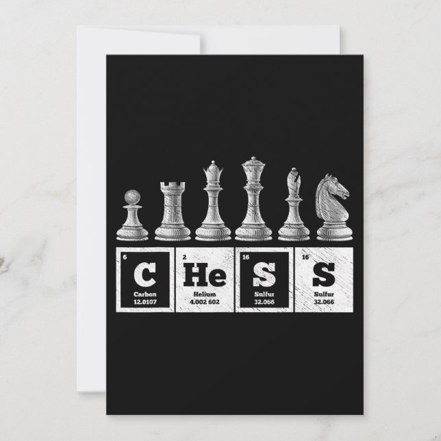 funny chess player geek periodic system chemistry invitation (Front)