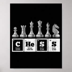 funny chess player geek periodic system chemistry poster