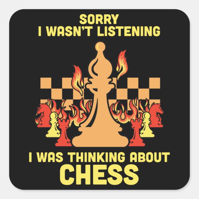 Funny Chess Quote Gift for Chess Players & Lovers Square Sticker (Front)