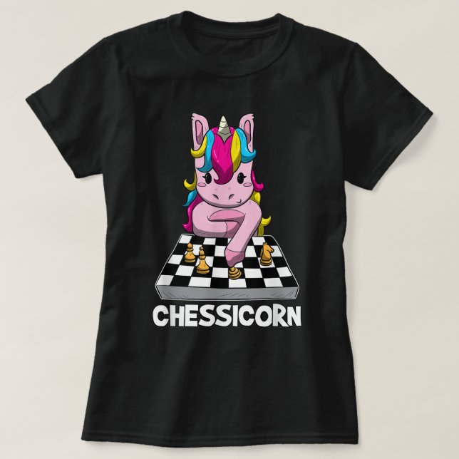 Funny Chessicorn Unicorn Chess Design T-Shirt (Design Front)