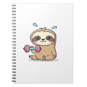 Funny Chibi Sloth Workout  Cute Kawaii Gym Cartoon Notebook