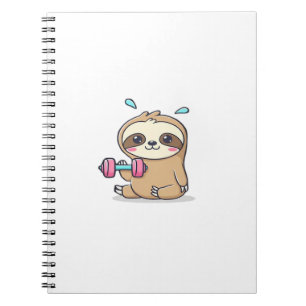 Funny Chibi Sloth Workout Cute Kawaii Gym Cartoon Notebook