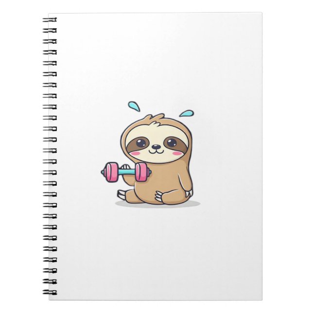 Funny Chibi Sloth Workout  Cute Kawaii Gym Cartoon Notebook (Front)