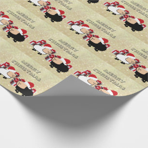 Funny chic Christmas Santa cartoon sheep Wrapping Paper