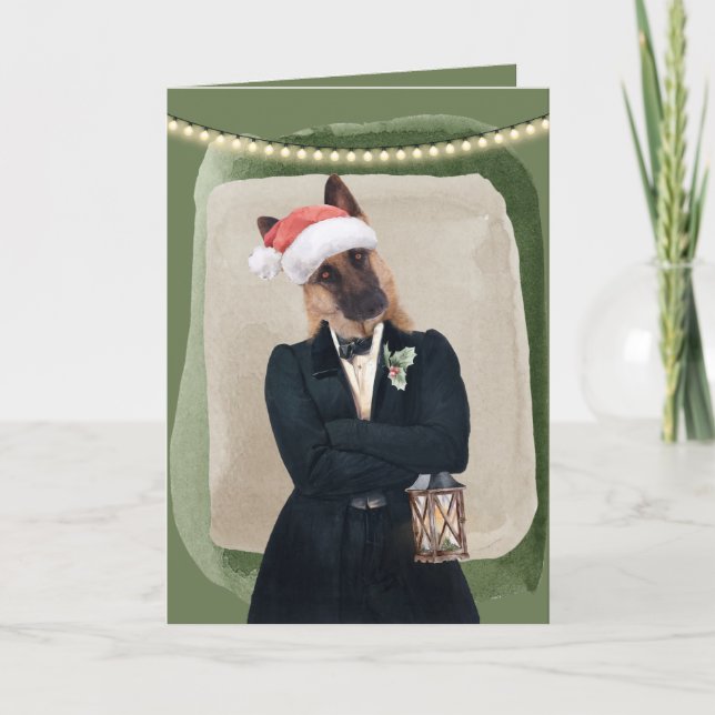 Funny Chic German Shepherd Holiday Greeting (Front)