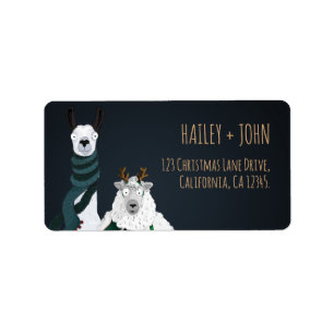 Funny Chic Winter Llama & Sheep Return Address Label