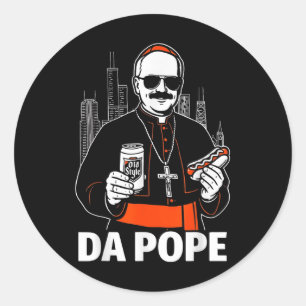 Funny Chicago Pope Leo Xiv Graphic  Classic Round Sticker