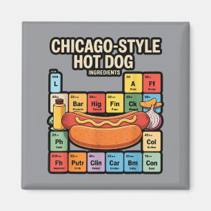 Funny Chicago Style Hot Dog Periodic Dinner Table Magnet