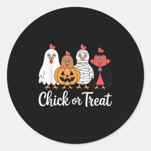 Funny Chick Or Treat Chicken Halloween Classic Round Sticker